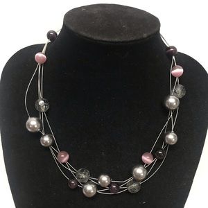 Lia Sophia Wire Strand Pearl Beads Necklace